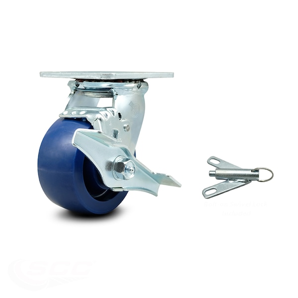 4 Inch Solid Polyurethane Caster with Ball Bearing and Brake/Swivel Lock SCC